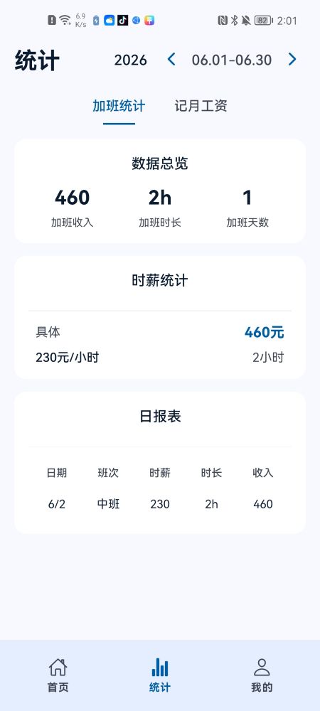 工时收入统计
